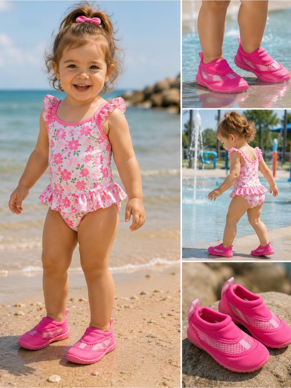 NWT Kids Water Shoes Quick-Dry Aqua Shoes Lightweight Slip-On Beach & Pool 5